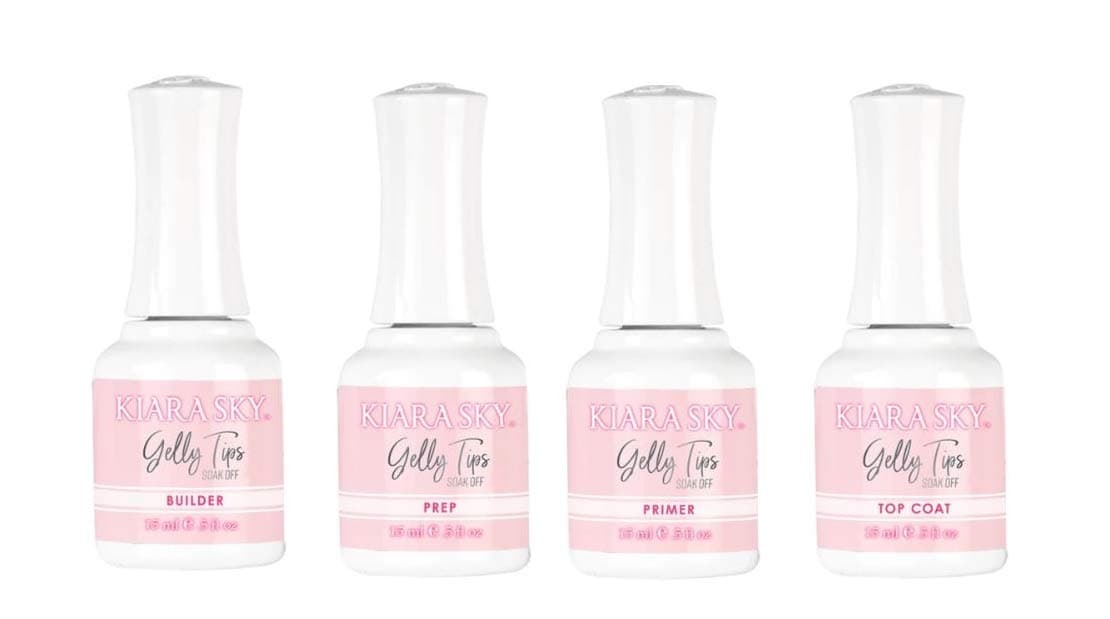 Gelly Tips Essential Kit | Includes Prep, Top Coat, Builder, Primer 0.5 fl oz