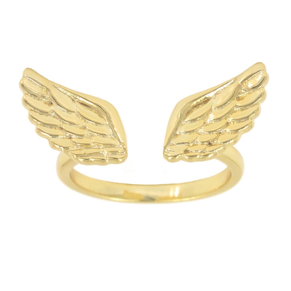 LEMON GRASS Angle Wing Ring Open Adjustable Plated with 14K Yellow Gold