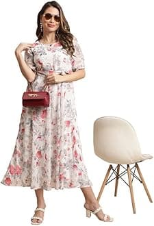 Preneum Women's Georgette Fit and Flare Maxi Dress