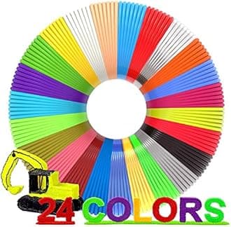 24 Assorted Colors 3D Pen Filament Refills PLA 1.75mm, Each Color 5 Meters (16 Feet), dikale 3D Printing Pen Filament Packs for Kids, Total 120 Meters-Bonus 250 Stencils eBooks