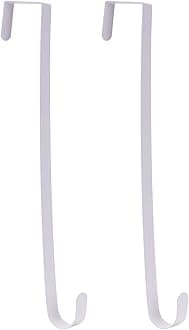 Sattiyrch 15" Wreath Hanger for Front Door,Sturdy Steel Wreath Door Hanger,Over The Door Hanger Hook (White,2)