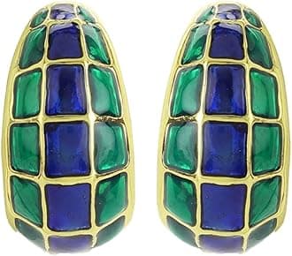 Estele 24 Kt Gold Plated Green and gold plates box trendy design studs for women