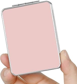 Pocket Mirror, Small Travel Mirror with Magnification, Portable Double-Sided Magnifying Cosmetic Mirror for Daily (Pink)