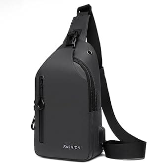 Crossbody Sling Bag, VUCATIN Body Chest Shoulder Bag for Men Women Casual Shoulder Backpack Bag, Waterproof Leather Chest Casual Daypack with Usb Charging Port for Travel Hiking