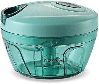 Pigeon Polypropylene Mini Handy and Compact Chopper with 3 Blades for Effortlessly Chopping Vegetables and Fruits for Your Kitchen (12420, Green, 400 ml)