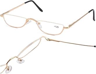 Half Frame Reading Glasses - Half Moon Readers with Spring Hinge for Women Men