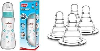 LuvLap Slim Feeding Bottle 250 ml & Slim Nipple Fast Flow, 4 Pcs