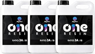 - One Resin - 9.6 KG (3:1) Clear UV-Resistant Epoxy Resin, Smooth Finish, Easy to Use with Self-Leveling.