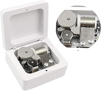 Sinzyo Sailor Moon Music Box Vintage Wood Carved Wind Up Musical Box Gift For Christmas,Birthday,Valentine's Day(White Wooden Box)