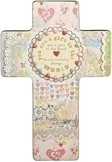Roman 12554 Wall Cross by Kelly Rae Roberts, 7.75-inch Height, Resin and Stone Mix