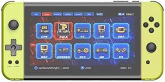 Cawevon Powkiddy X70 HD Retro Handheld Game Console 7 inch Joystick FC Arcade Simulator Two-Player Battle (32G, Fluorescent Yellow)