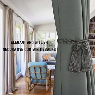 BEL AVENIR 6 Pack Curtain Handmade Tiebacks Decorative Curtain Holdbacks with Tassel… (Charcoal, 6 Pack)