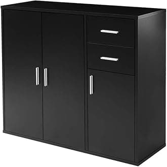 Panana Sideboard Storage Cupboard Cabinet Unit with Doors and Drawers Living Room Bedroom Furniture Black