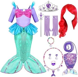 Spooktacular Creations Deluxe Mermaid Costume Set with Red Wig and Headband (Large (10-12))