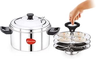 Stainless Steel Idly Maker 3 Plates Compatible with Induction and Gas Stove (12 idlis)