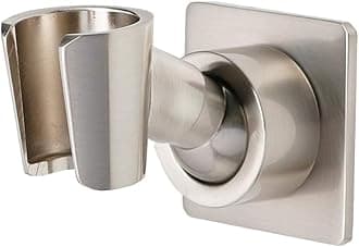 Shower Head Holder All Metal Handheld Shower Wand Bracket Adhesive Shower Wall Mount Holder Brass Shower Spray Holder Brushed Nickel, Drill Free Glue Installation