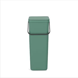 Brabantia Sort & Go Kitchen Recycling Bin | L / 10.6 Gal / 40L | Fir Green | Removable Stay-Open Lid, Carry Handle | Trash Can for Bottles, Cans, Paper, Glass | Wall Bracket Sold Separately