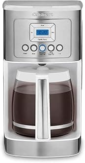14-Cup Coffee Maker, Programmable PerfecTemp Glass Carafe Coffee Machine with 1-4 Cup Setting, Brew Strength Control and Brew Pause, Stainless Steel, DCC-3200WNAS, White
