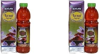 Mala's Kesar Syrup, 750 Millilitre, Liquid, Vegetarian (Pack of 2)