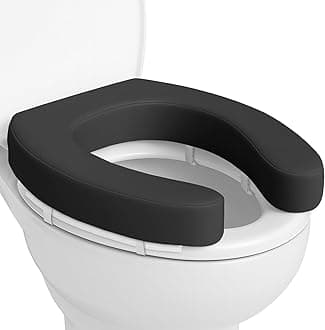 Vive Toilet Seat Cushion (Soft Cushioned Foam) - Easy Clean Soft Padded Bathroom Attachment - Elongated, Standard Seats - Comfort and Support Donut for Handicap, Adults (2" Cushioned Foam, Black)