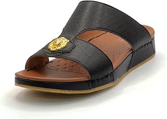 Al Baaz 1018 Arabic Sandals for Men - Traditional Leather Men Sandals - Anti Slippery Mens Sandals - Open-Toe Leather Sandals for Men