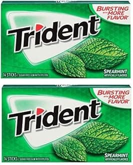 Trident Spearmint Twist Sugar Free Gum,14 Sticks (Pack of 2)