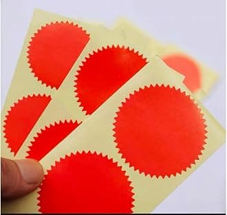 100pcs Red Blank Embosser Stickers - 45mm Metallic Foil Embossing Stickers with Serrated Edge for Awards, Legal & Notary Seals
