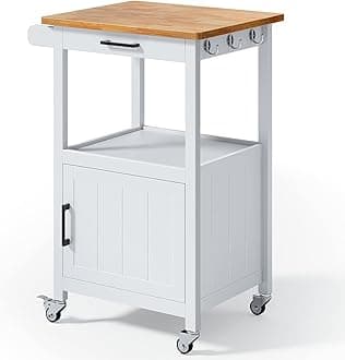 Qsun Rolling Kitchen Island Cart with with Drawer, Storage on Wheels, Small H...