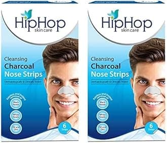 HipHop Skincare Charcoal Nose Strips for Men (6 Strips), Blackhead & Whitehead Remover (Pack of 2)