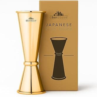 A Bar Above Premium Japanese Jigger, With 8 Measurements Inside, Professional and Heavy Duty, 304 Stainless Steel Cocktail Double Jigger for Bartending, 1 Pack, Gold