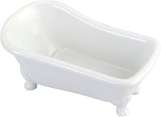 BATUBW 7-Inch Length Ceramic Tub Miniature with Feet, White