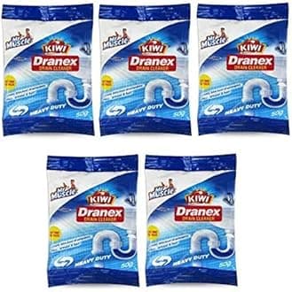 KIWI Mr. Muscle Dranex Drain Cleaner - Heavy Duty, 50g Pouch (Pack of 5)