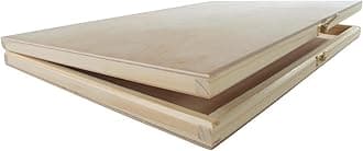 WooDeeDoo Shallow Slim Wooden Box With Lid & Clasp | 37 x 26.5 x 3 cm | Gift Documents Presentation Valuables Storage Case | Plain Decorative Pine for Craft Decoupage