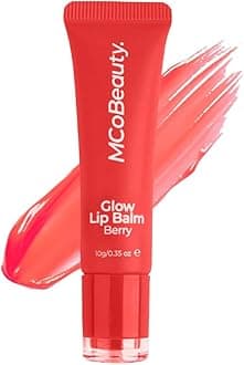 MCoBeauty Glow Lip Balm Berry - Hydrating Tinted Lip Care with Glossy Shine for Soft Smooth Lips - Nourishing Lip Treatment Moisturizer, Plumping Glow Balm - Vegan Cruelty Free Beauty Essentials