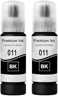 CANOFF 011 & 012 Refill Ink Bottle Compatible with Epson Model L8180 and L8160 Printer (011 Black Ink 2pc.)