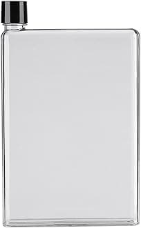 EjoyousPlastic Flat Water Bottle, 750ml A5 Leak Proof Water Drinking Bottle Portable Plastic Transparent Slim Travel Mug Juice Cups for Home Office Outdoor Camping Hiking Sports Activity(white)