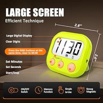 6 Pack Digital Kitchen Timers for Cooking Magnetic Timer for Cooking Loud Alarm Green