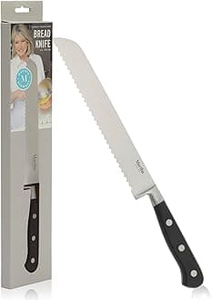 Martha Stewart Carverton 8" Bread Knife, High Carbon Stainless Steel Kitchen Knives w/Black Triple Riveted Handle