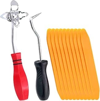 12Pcs Windshield and Glass Repair Tools Kit, Including 48600 Offset Windshield Locking Strip Tool and Hose Removal Hooks with Tapered End Windshield Stick Setting Tool