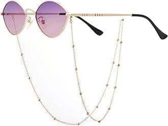 Veda Tinda VisionSunglasses for Women Trendy Retro 70s 90s Womens Oval and Square Shades UV400 Protection with Glasses Chain