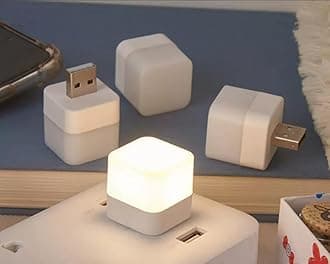 Mini USB LED Light, Flexible USB Ambient Light, Mini LED Light, Portable Car Bulb for Bedroom, Bathroom & Kitchen Use | Plug in Night Light Bulb (Warm White) Set of -3