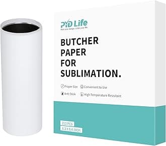 PYD Life 210 Sheets Butcher Paper for Sublimation Heat Press Sheets 8.3 x 9.4 Inch Fit 20 OZ Skinny Tumblers Print with Tumbler Heat Press No Cutting No Waste No Hassle Protect Heat Press