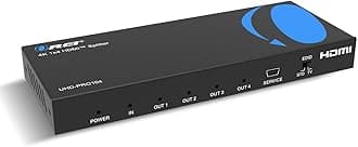OREI 4K HDMI Splitter 1 in 4 out Duplicate / Mirror 4K Screens w/ Down Scaler 4 Ports Upto 4K@60Hz 1080p & 3D Supports EDID Control, UHD-PRO104