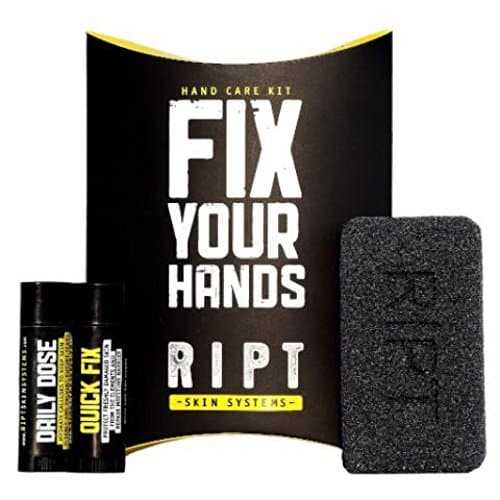 RIPT 3-Phase Hand Care Kit - Fix Ripped Hands, Callus Treatment, Damaged Skin Repair - 2X Moisturizing Hand Balms & Exfoliating Synthetic Pumice Grindstone - Prevents & Fixes Ripped, Callused Hands