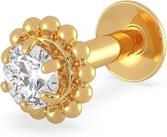 Malabar Gold & Diamonds Yellow Gold Nose Pin for Women 22 k | 22k BIS Hallmark (916) Nose Stud for Women and Girls with Piercing