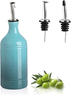 Sweejar Ceramic Olive Oil Dispenser Bottle, Opaque Oil Cruet Protects to Reduce Oxidation, Suitable for Storage Vinegar, Coffee Syrups & Other Liquids, Pack of 1, 15.5 Fl Oz (Gradient Blue)