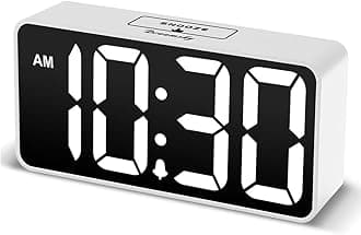 DreamSky Small Digital Alarm Clock for Bedroom, Large Big Numbers Display with Brightness Dimmer, Electric Bedside Desk Clock with USB Charging Port, Adjustable Alarm Volume, USB-C Adapter Powered