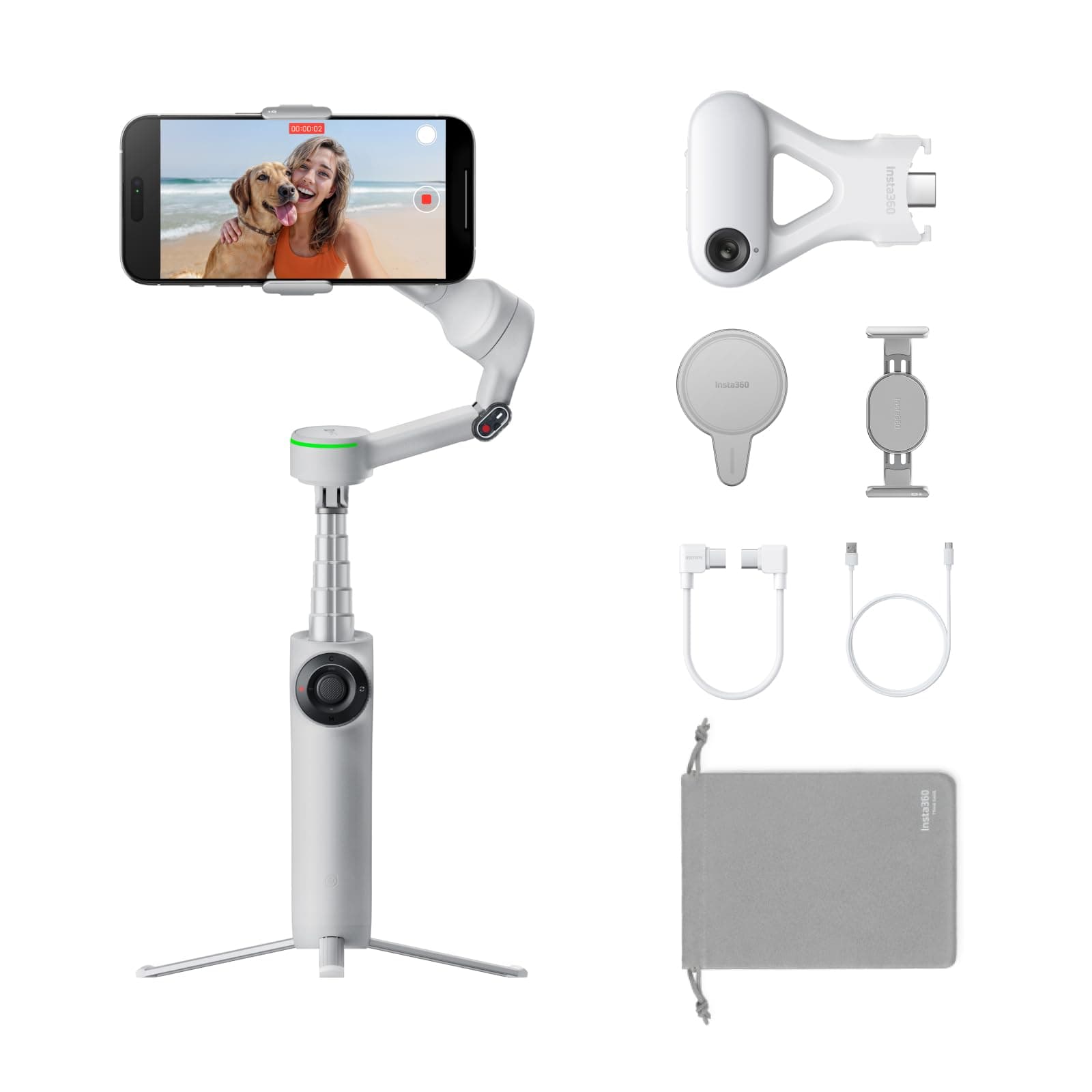 Insta360 Flow 2 Pro Ultimate AI Bundle – Foldable AI Phone Gimbal Stabilizer for iPhone/Android, Apple DockKit, MagSafe Mount, Multi-Person/Any App/360° Pan Tracking, Built-in Tripod/Selfie Stick