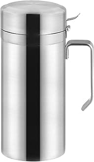 Oil Can Stainless Steel Olive Oil Dispensers Bottle, 1000ML Oil Dispenser Pot Leak Proof Oil Salad Storage Oil Bottles Oil Container with Lid for Kitchen Cooking BBQ (1000ML (Wide Handle))