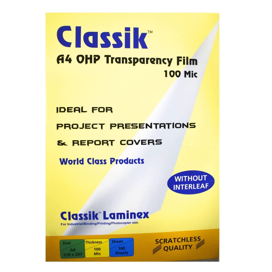 Classik OHP Sheets A4 Without Paper 100 mic